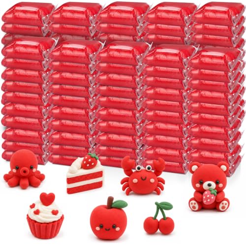 VioraWhite 100 Pcs Air Dry Clay Bulk Modeling Clay for Kids Lightweight Foam Modeling Clays DIY Molding Clays for Kids Adults Crafts Gifts School Project Supplies (Red) - color: Red