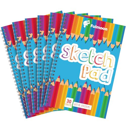 Fulmoon 25 Pcs Drawing Pad for Kids 30 Sheets Drawing Paper Coloring Sketch Book Art Supplies for Adults Crayons Pencils School Office Christmas Art Supplies, 6 x 9 Inch