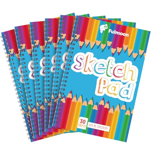 Fulmoon 25 Pcs Drawing Pad for Kids 30 Sheets Drawing Paper Coloring Sketch Book Art Supplies for Adults Crayons Pencils School Office Christmas Art Supplies, 6 x 9 Inch