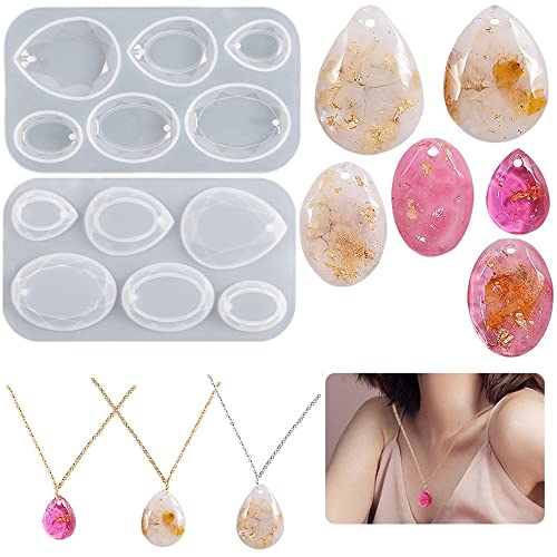 10 Pcs White Resin Silicone Molds Teardrop Charms Silicone Jewelry Molds Resin Casting Molds for Jewelry Making DIY Accessories - color: 10pcs-118x65x7mm-teardrop charms silicone mold
