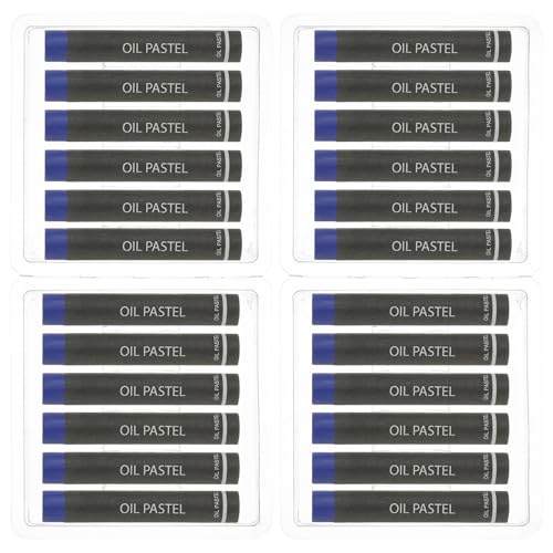 PATIKIL Dark Blue Oil Pastels, 24Pcs Soft Oil Crayons Creamy Pastels Stick Art Supplies for Art Painting Drawing Blending Graffiti for Drawing Beginners Artists - color: Dark Blue