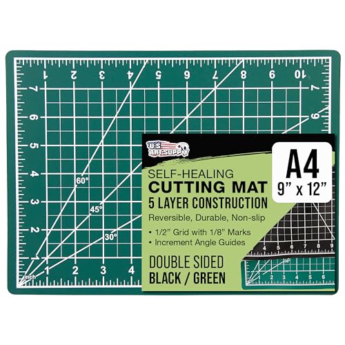 U.S. Art Supply 9"x12" Self-Healing Cutting Mat 5-Ply Green/Black | Double-Sided Green/Black Craft Mat, Non-Slip Cutting Mats for Crafts, Sewing, Quilting, Scrapbooking - color: Green/Black