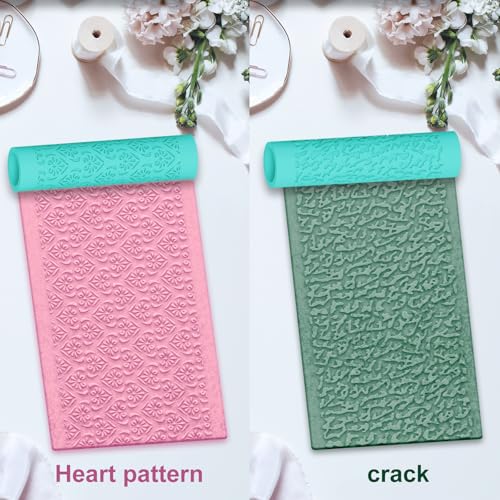 ACRNIGHEET 10 Pcs Polymer Clay Texture Roller, Embossing Rollers Pottery Stamp, Like Texture Sheets Work with Polymer Clay Cutters, Clays Jewelry Making Kit with Storage Box