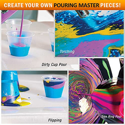 Pouring Masters Magic Aqua/Violet Iridescent Special Effects Acrylic Pouring Paint - Premium 64-Ounce Pre-Mixed Fluid Acrylic Paint - Fluid Art Supplies for Canvas, Wood, Paper, Tile & Rocks - color: Magic Aqua/Violet, size: 64 Fl Oz (Pack of 1)