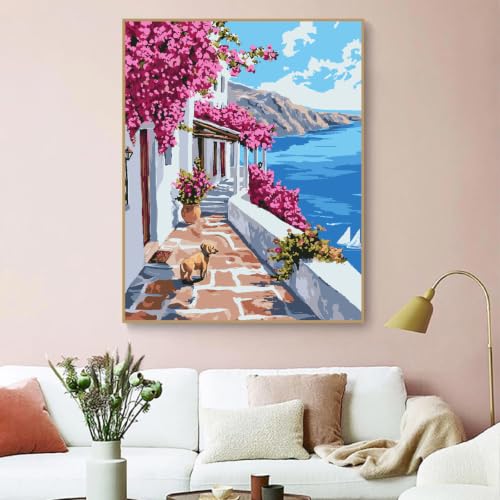 ZRIZQ Landscape Paint by Numbers Kit for Adults Beginner,Scenery,16x20 | Full set with rich paints,wooden brushes,rolled canvas.Calming activity.Beginner friendly.Just open and paint. - color: 16"X20"Rolled Canvas(Frameless)-Landscape 17