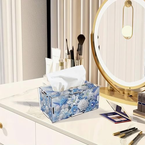 LSQFS Diamond Art Tissue Box,Flower DIY Diamond Painting Tissue Box Cover - color: Flowers3