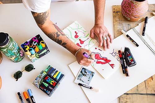 POSCA® PC-5M Paint Markers, 8 Count Earth Tone Medium Reversible Tip Set | Tip size 1.8–2.5 mm, Water-Based Opaque Paint Pens for Rock Painting, Wood, Glass, Crafts & Art Projects - color: Earth