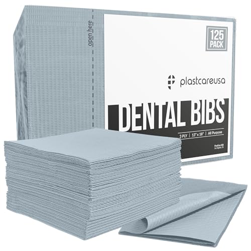 Disposable Dental Bibs 13"x18" - 125 3 Ply Waterproof Tattoo Bib Sheet for Patients - Dentist or Medical Tray Cover and Nail Table Cover Supplies, Gray - color: Gray