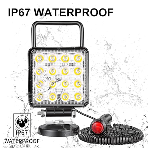 Willpower 4 inch 48W LED Work Light Bar with Magnetic Base, Cigarette Lighter Powered, Portable Off Road Lights Spot Driving Fog Lights for Truck 4x4 Car SUV Trailer Tractor Engineering Garage Camp - size: 4'' - 48W - Spot