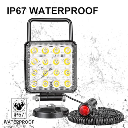 Willpower 4 inch 48W LED Work Light Bar with Magnetic Base, Cigarette Lighter Powered, Portable Off Road Lights Spot Driving Fog Lights for Truck 4x4 Car SUV Trailer Tractor Engineering Garage Camp - size: 4'' - 48W - Spot