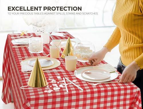 Utopia Kitchen Plastic Table Cloth Disposable (12 Pack - 54x108 Inch) Red Checkered Rectangle Tablecloth Waterproof Stain Resistant Party Table Cover - color: Red Check, size: 54X108 Inch - 12PC