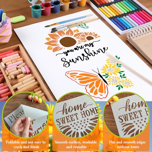 SUNFEEL 25Pack Sunflower Stencils for Painting – Painting Templates 6 x 6 in and 6 x 6 in Reusable Painted Painting Stencils， Stencils for Painting On Wood and Canvas, DIY Crafts Andfurniture - style: Sunflower