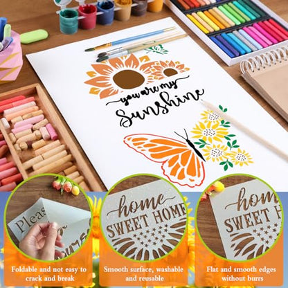 SUNFEEL 25Pack Sunflower Stencils for Painting – Painting Templates 6 x 6 in and 6 x 6 in Reusable Painted Painting Stencils， Stencils for Painting On Wood and Canvas, DIY Crafts Andfurniture - style: Sunflower