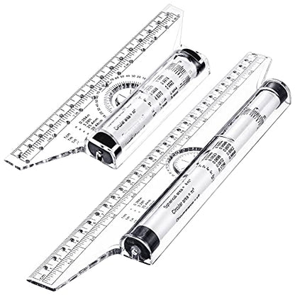 Frienda 2 Pieces Plastic Rolling Ruler Parallel Drafting,6 Inch, 12 Inch | Transparent Measuring Tool for Drawing Parallel Lines, Architect Office Math Design, Engineer Student Drafting Supplies