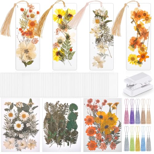 Fuyoooo 376 Pcs Pressed Flower Bookmark Kit,Light Colors,2 x 6 Inch - color: Light Colors, size: 2 x 6 Inch