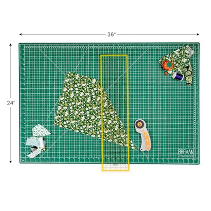 WA Portman 24x36 Fabric Cutting Mat for Sewing, Rotary Cutter & Clear Ruler | Quilting Kit includes 24x36 Sewing Cutting Mat Large, Rolling Fabric Cutter w/ 5pc Blades, & 6x24 Quilting Ruler, Sewing Kit - size: 24" x 36"