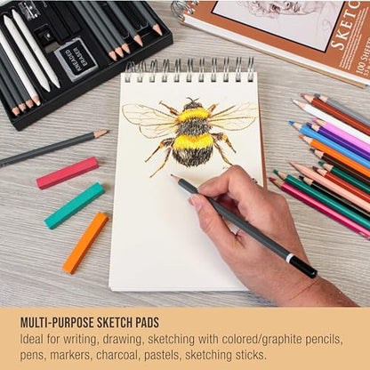 U.S. Art Supply 5.5"x8.5" Top Spiral Bound Sketch Book,100 Sheets 2-Pack - size: 5.5-x-8.5-inch