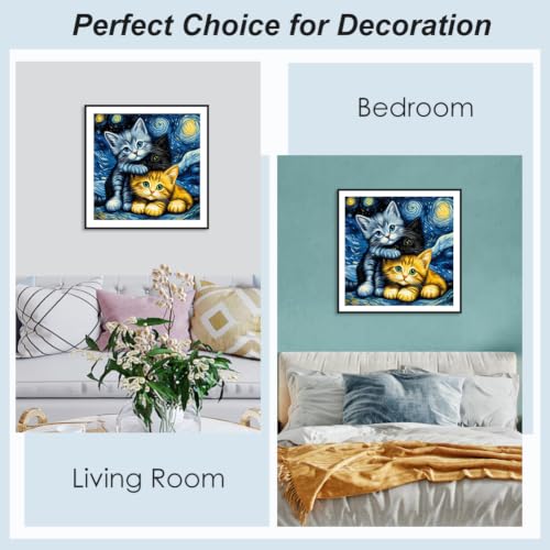 SJUTOUCI Cat Diamond Art Kit for Adults, Diamond Painting Kitten - color: Three Cats