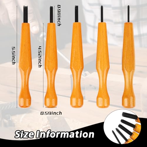 5 Pcs Linocut Tools Sets Linoleum Carving Tools Wood Chisel V Shaped Knife for Printmaking Woodcarving Beginners (1.5mm, 2mm, 3mm, 4mm, 5mm)