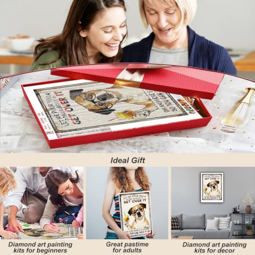 hill froeistung Dog Diamond Art Painting Kits for Adults | Glasses Diamond Art for Beginners, 5D DIY Full Drill Round Gem Art Craft Home Wall Decor Gift 12x16 inch,Animal