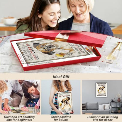 hill froeistung Dog Diamond Art Painting Kits for Adults | Glasses Diamond Art for Beginners, 5D DIY Full Drill Round Gem Art Craft Home Wall Decor Gift 12x16 inch,Animal