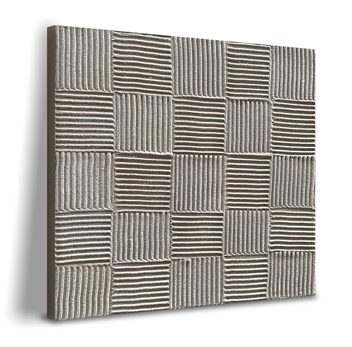 Art Hand-Painted Modern Minimalist Style Abstract Oil Painting with Brown Texture Art. Simple Home wall Decoration Size: 24x24 inches - color: Yi146