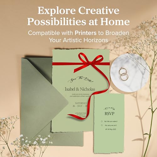 Wanderings A5 Handmade Deckled Edge Cotton Paper - Cold Pressed Texture - Paint, Watercolor, Writing, Printer - Cards, Invitations, Menus, Arts and Crafts. 50 Pack Green 150 GSM - 5.8" x 8.3" - color: Green, size: A5