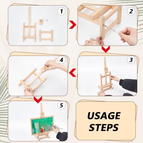 Adjustable Wooden Easel for Painting Solid Wood Tabletop Stand Easel Small Easels for Display for Picture Frames Books Photo Record Postcard Decorative Plates Display for LARP