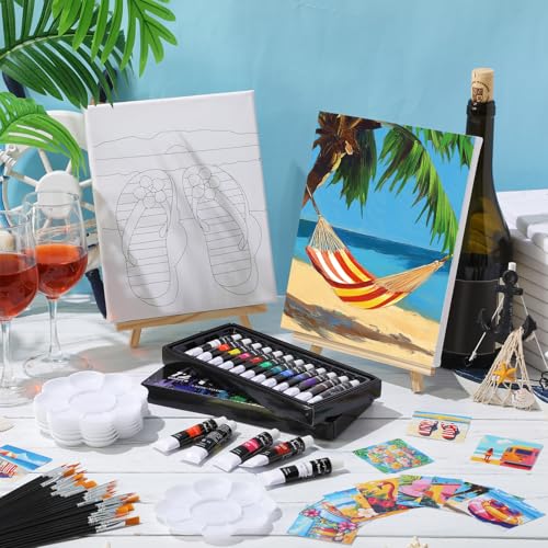 Sherr 12 Pcs Pre Drawn Canvas for Adults,Hawaiian Holiday,8 x 10 Inch | Pre Printed Canvas, Sip and Paint Party Canvas Painting Kit, for Holiday Painting Crafts Favor - size: 8 x 10 Inch, style: Hawaiian Holiday