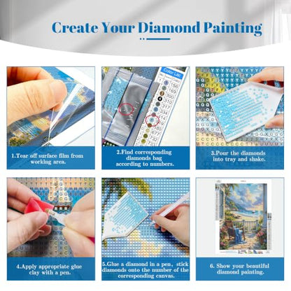 YOYA 2 Pack 5D Landscape Diamond Art Kits for Adults 12x16 Inch - color: Sunset Beach 034