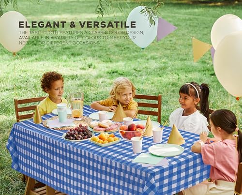 Utopia Kitchen Plastic Table Cloth Disposable [Blue Check, 12 Pack] | Rectangle Tablecloth Waterproof Stain Resistant Party Table Cover - color: Blue Check, size: 54X108 Inch - 12PC