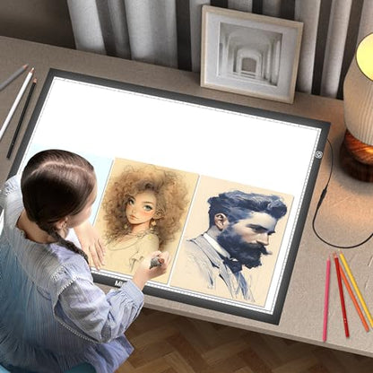 Mlife Upgrade Large A1 Light Pad for Diamond Art Painting, Stepless Dimming Drawing Copy Light Box for Tracing, AC Powered Light Board, LED Light Table for Sketching, Embroidery, Architecture - style: A1