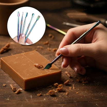 5 Pc Carving Tool for Wax Wood Sculpting Modeling Tool Kit Sculpting Tool | Stainless Steel, Double-Ended, Sculpture Spoon Tool, Carving Kit, Sculpture Supplies, for Clay Pottery, Carve Sculptures Wax