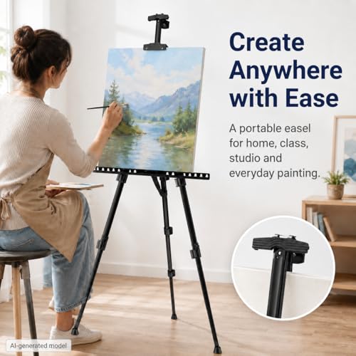 RRFTOK 17-66 Inch Adjustable Art Easel Stand for Painting and Sign, Black - style: 66S Black 1-pack