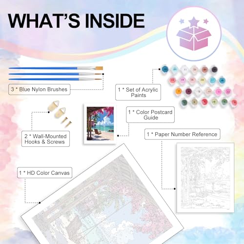 Paint by Numbers Kit for Adults, Tropical Beach Number Painting Canvas Kit - color: LBOPNFP1