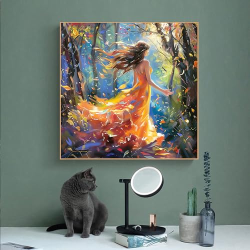 Ohhvvow Abstract Oil Painting Girl Diamond Art Painting Kits for Adults, Full Drill Diamond Dots Paintings for Beginners Round 5D Paint Gem Art Painting Kits for DIY Crafts, 14x14 Inch - color: Abstract Oil Painting Girl