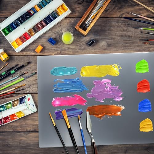 2 Pack Neutral Grey Tempered Glass Palettes, 12" x 16" Large Paint Palette, Scratch Resistant Paint Mixing Pallets, Easy to Clean Artist Palette for Oil Acrylic Watercolor Gouache DIY Craft