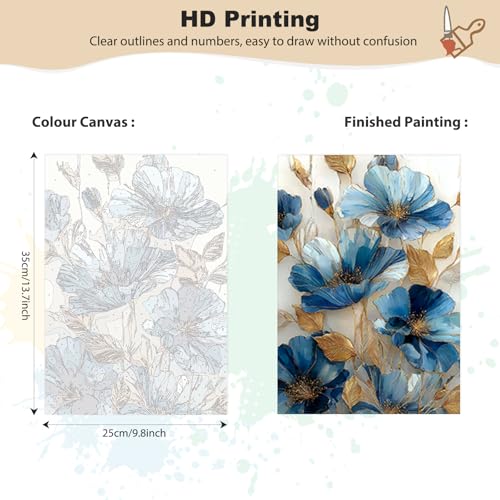EOBROMD Framed Paint by Numbers Kits for Adults with Wooden Easel, Lotus Flower DIY Paint by Numbers Kits for Beginner, Painting on Stretched Canvas, Oil Crafts Home Decor Gift 10x14 Inch - color: LG047