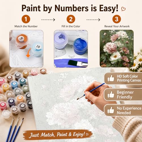 AUKELHJ Paint by Numbers Kit for Adults Beginner, Flowers, 16X20 Inch - color: 19-Flowers