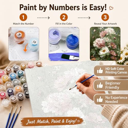 AUKELHJ Paint by Numbers Kit for Adults Beginner, Flowers, 16X20 Inch - color: 19-Flowers