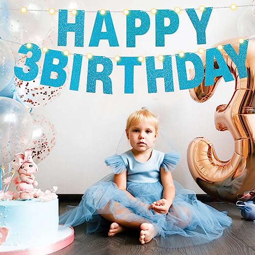 TaoBary 112 Pcs DIY Letter Kit Glitter Customizable Banner Letters Include 107 Letters and Numbers 3 Rope and 2 Needles for Birthday Halloween Christmas Wedding Valentine Party Decor(Baby Blue) - color: Baby Blue