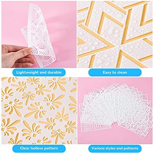Tinlade 36 Pack Geometric Painting Stencils Set, Reusable Mandala Templates Drawing Layering Stencils for Crafts Painting on Wood Furniture Fabric Rock Art Scrapbooking Journal DIY(7.87 x 7.87 Inches) - size: 7.87 x 7.87 Inches