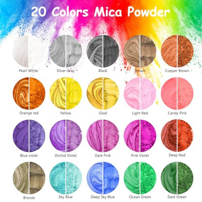 KISREL Epoxy Resin 1 Gallon - Clear Epoxy Resin Kit with 20 Pigments and 20 Colors of Mica Powders - No Yellowing No Bubble Casting Resina for Art Crafts, Jewelry Making & Resina Molds(1/2 Gallon x 2) - size: 1Gallon