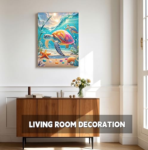 TINDAY Paint by Numbers Kit for Adults Paint by Number for Adults Beginner Sea Turtle Painting by Number for Adult on Canvas Acrylic Painting Wall Decor 16x20 in - color: Sea Turtle