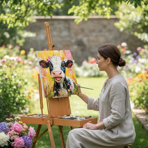 Cholemy 36 Pcs Paint and Sip Kit Gift for Adults 8''x10'',Flower Animals | Pre Drawn Canvas, Painting DIY Afro Acrylic Painting Kit, Wood Easel Brushes, Date Night Bulk, Summer Halloween Party - style: Flower Animals