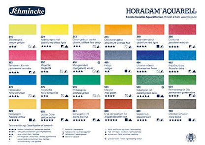 Schmincke - HORADAM® AQUARELL color box with 24 finest watercolors, 74324097, Premium metal box, painting set, 24 x 1/1 pans - style: 24 x 1/1 pans