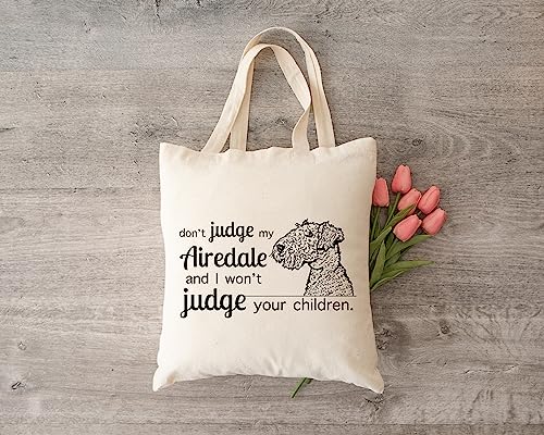 Pet Studio Art Don't Judge My Dog Tote Bag - color: Airedale