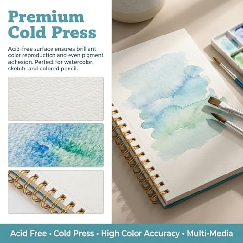 HONIBRA Watercolor Paper Pad 4"×6", 30 Sheets 140lb/300g Cold Press Book - size: 4”×6“