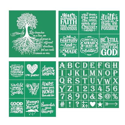 4PCS Self-Adhesive Silk Screen Stencils,Inspiration Screen Printing Transfer for Craft Chalk Stencil Transfers Reusable Stencil for Painting on Wood T-Shirt Fabric Xmas Sign - color: 4PCSHome tree