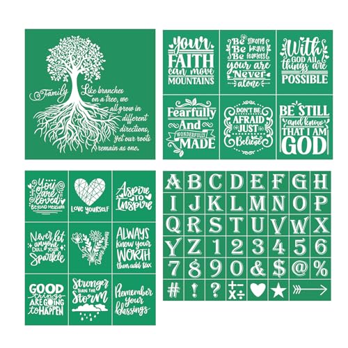 4PCS Self-Adhesive Silk Screen Stencils,Inspiration Screen Printing Transfer for Craft Chalk Stencil Transfers Reusable Stencil for Painting on Wood T-Shirt Fabric Xmas Sign - color: 4PCSHome tree